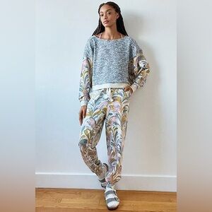 ANTHROPOLOGIE SATURDAY/SUNDAY Pastel FLORA Printed Jogger Sweat Pants Sz XS
